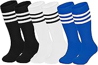 Enbaohui 3 Pairs Toddler Knee High Soccer Socks for Boys Girls - Soft Cotton Blend, Ages 4-7, Sports & Gifts