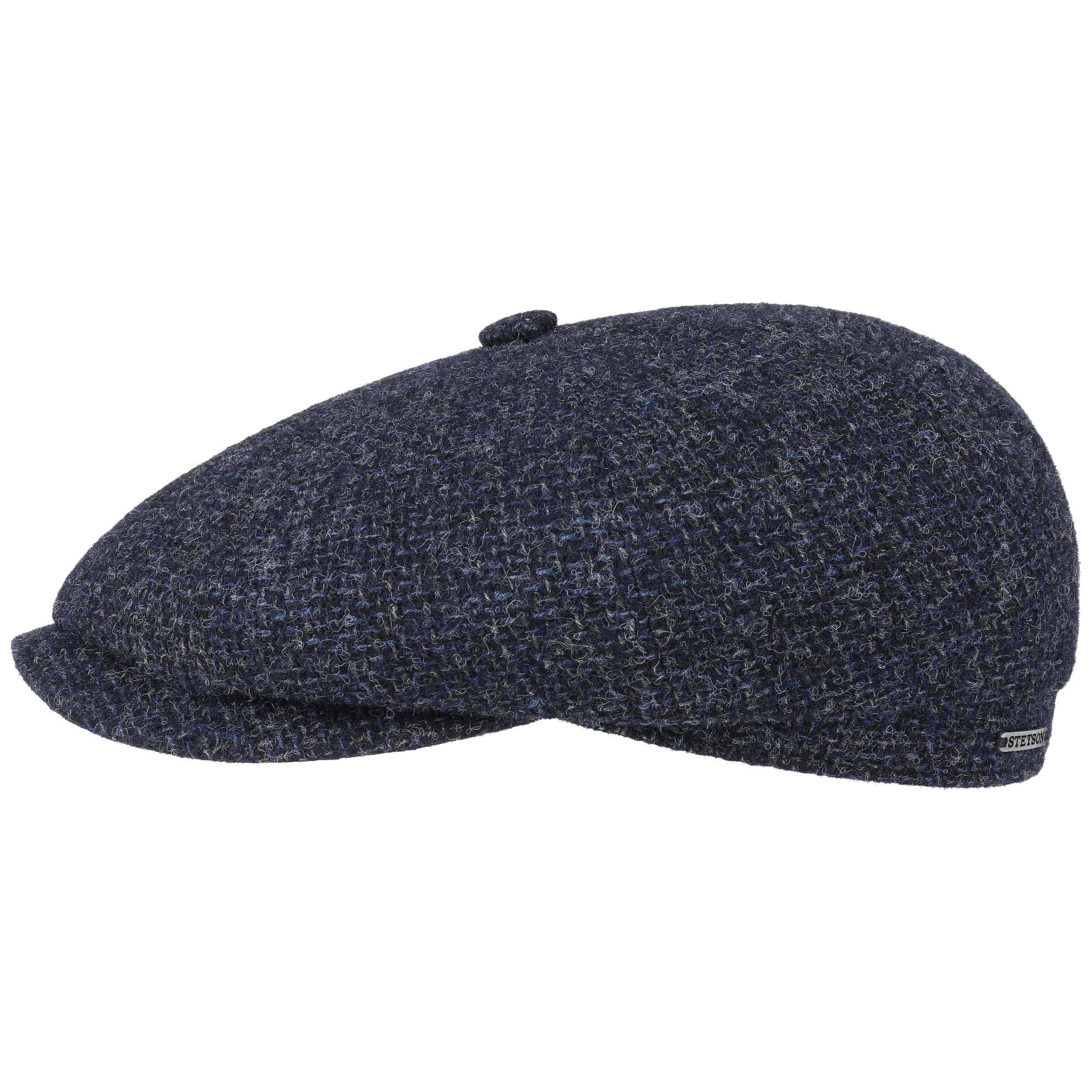 Stetson Hatteras Shetland Wool Flat Cap Lined Cotton Men Fall Winter Navy