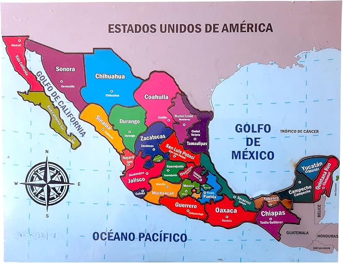 Rompecabezas De La República Mexicana Para Niños Rompecabezas De 
