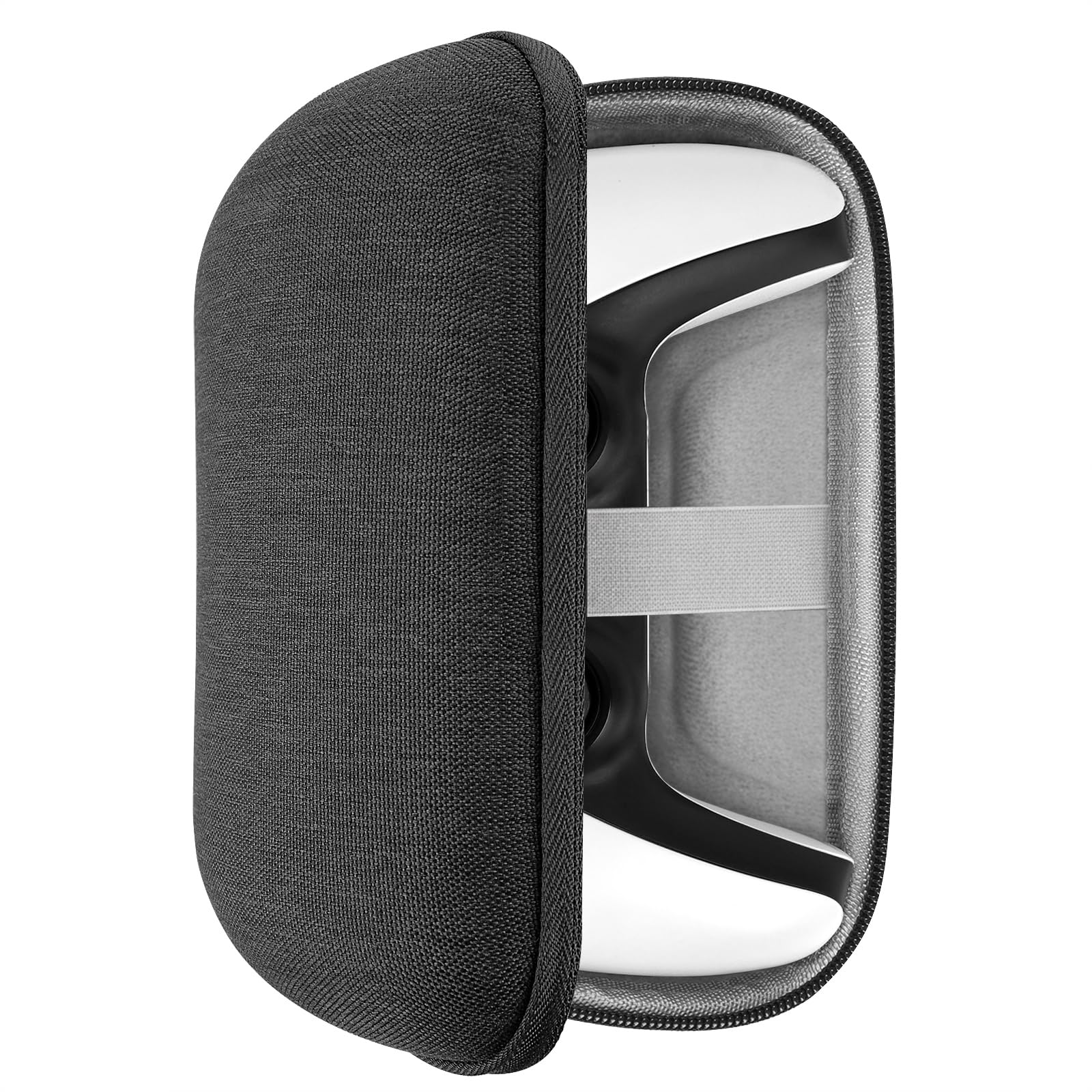 GEEKRIA Funda de viaje compatible con Sony PlayStation 5 Dual Sense Wireless Controller, bolsa de transporte rígida, almacenamiento protector con bolsillo interno de malla para cable de carga (gris),