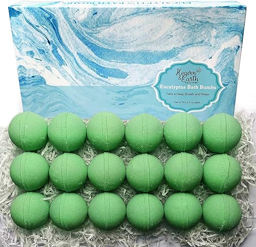 Juegos de regalo de bombas de baño para hombres. 18 bombas de baño terapéuticas de eucalipto de menta verde para músculos doloridos. La mejor caja