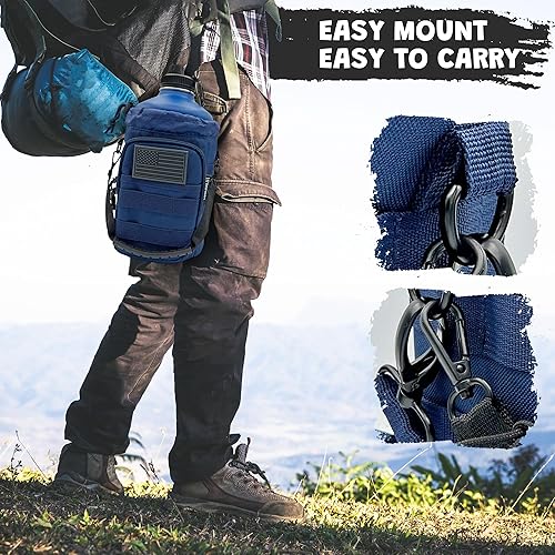 Miniatura 5 de Botella de agua de 1 galón aislada  Jarra de agua de metal de acero inoxidable de 128 onzas con soporte  Bolsa de transporte  Asa de boquilla  Tapas