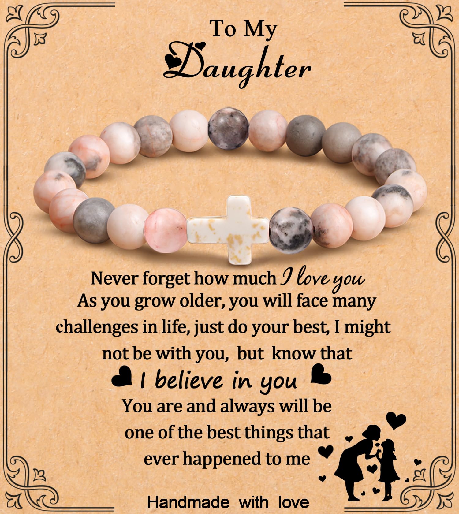 Cross Bracelet for Women Christian Gifts for Daughter Mom Grandma Niece Godmother Religious Baptism Jewelry Birthday Retirement Gifts Beaded Bracelet