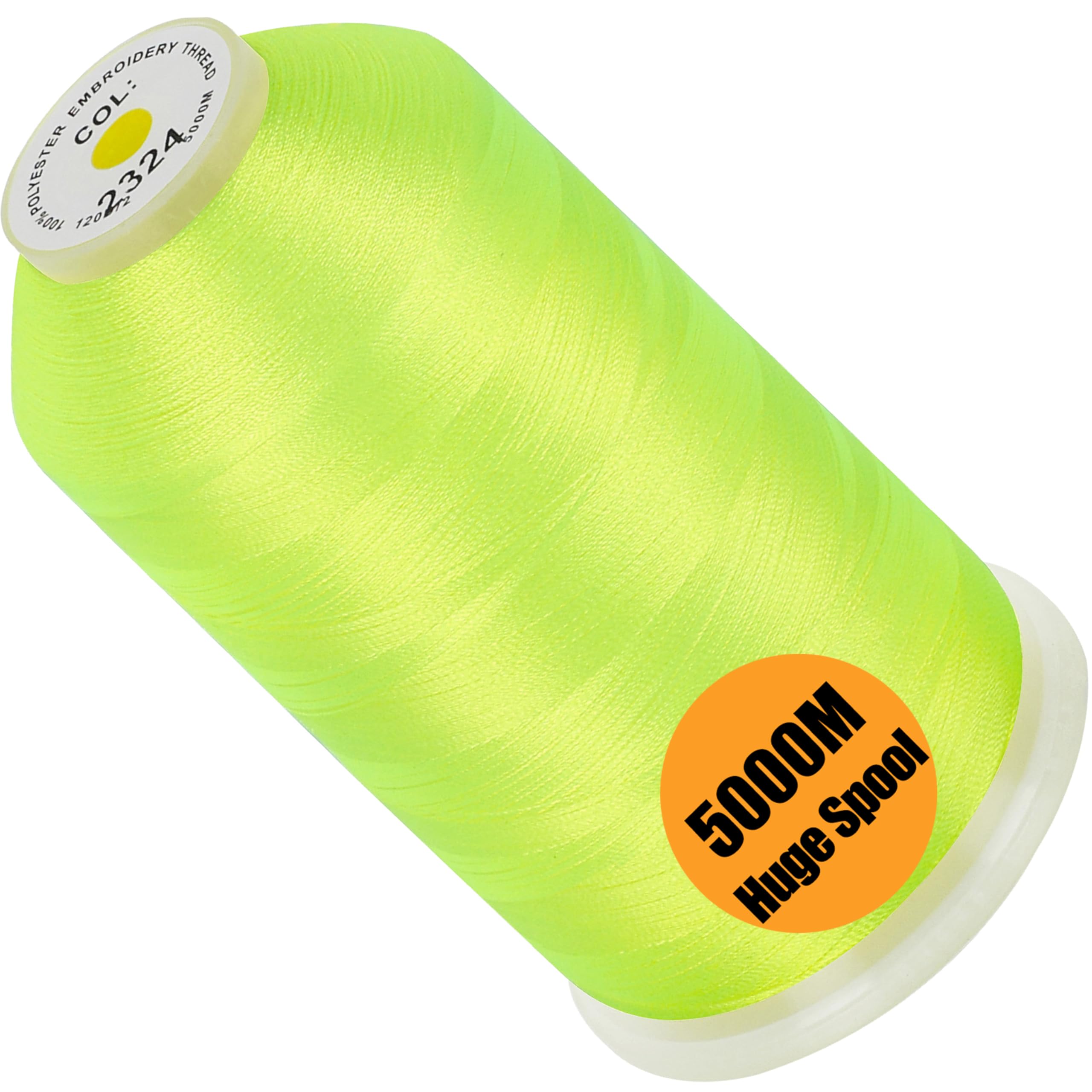 New brothread 5000M Huge Spool Embroidery Machine Thread - Neon Green