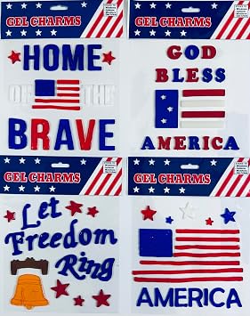 Patriotic American USA Window Gel Cling Stickers Party Supplies Decorations Decals Mirror Glass for The Home and Office Windows Home of The Brave