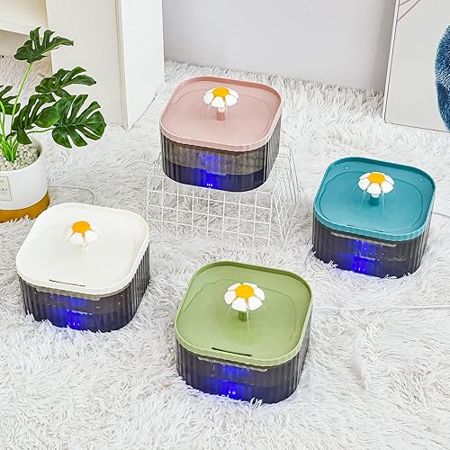 Miniatura 6 de JEERAMIA Fuente de agua para gatos con luz LED, dispensador de agua ultra silencioso para mascotas de 85 oz2.5 L con bomba inteligente y 3 filtros