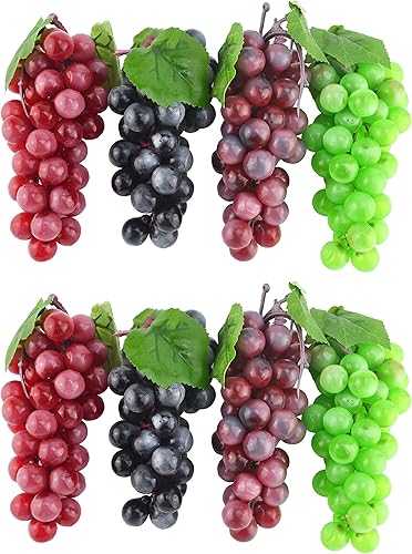 Paquete de uvas artificiales de 7 pulgadas, racimo de uvas esmeriladas, racimos de uvas decorativas para recuerdos de boda vintage, decoración de