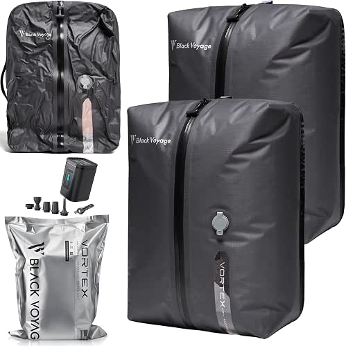 Black Voyage Reusable Vacuum Compression Travel Bag for Carry-On Suitcase
