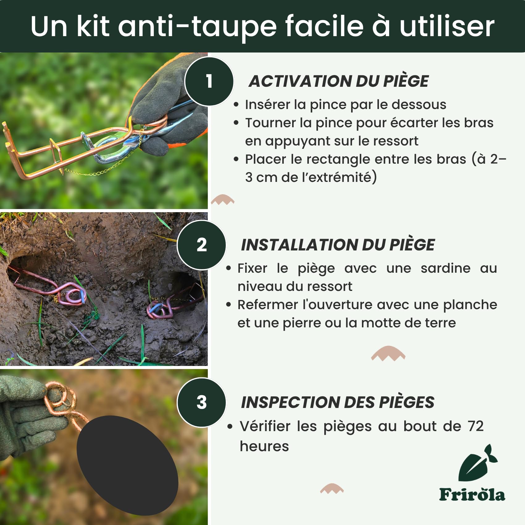 Piege a Taupe - Kit de 4 Anti Taupe Efficace - Pince Installation Facile - Putange Professionnel - Produit Anti Taupe - Anti nuisible - Détente soudée améliorée - Éliminer Les Taupes