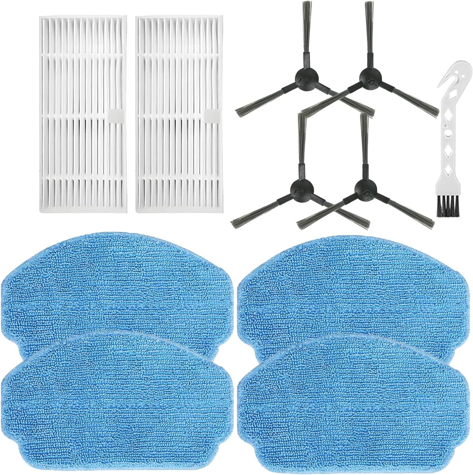 Replacement Parts for MAMNV BR150 BR151, for MANVINS G20, for ZCWA BR150/BR151, for GTTVO BR150/BR151, for ONSON BR150/BR151 Robot Vacuum Accessories, 4 Mop Pads, 4 Side Brush, 2 HEPA Filters