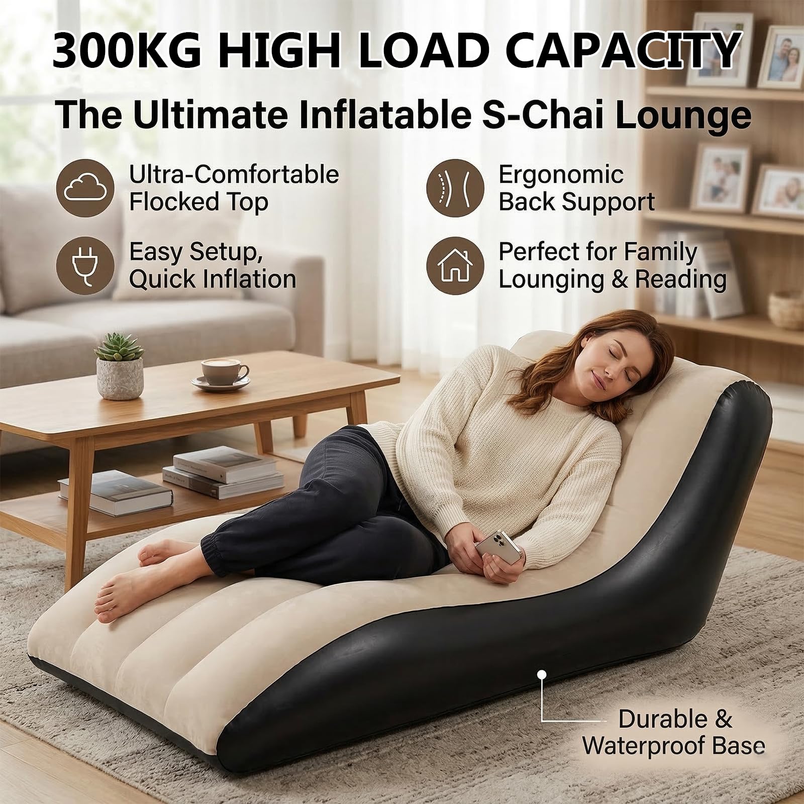 Aufblasbares Sofa, Aufblasbarer Sessel, Wasserdichtes Luftsofa Aufblasbares, Sessel, Sofa und Couch mit Beflockter Oberfläche für Wohnzimmer, Couch Aufblasbar Outdoor Camping
