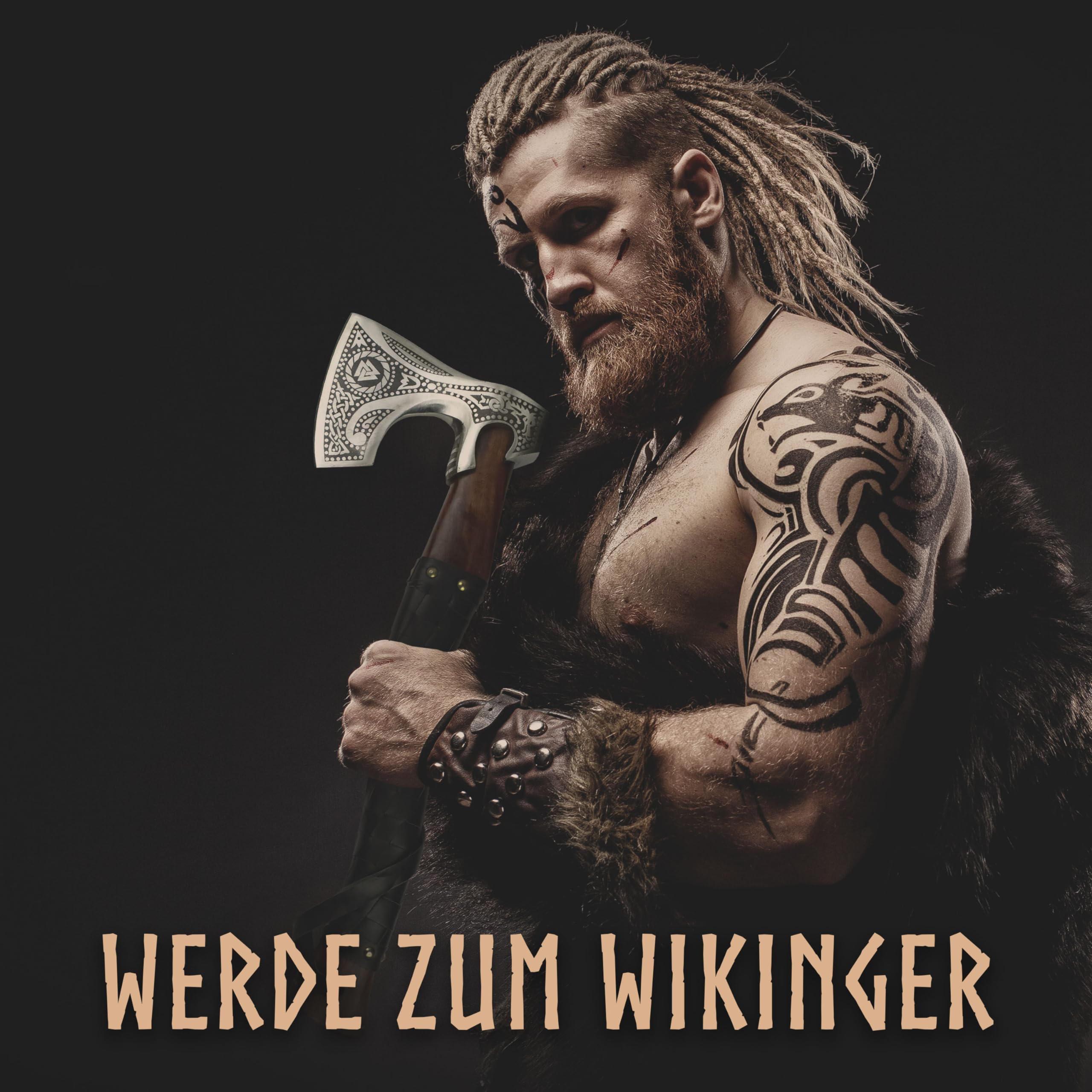 VIKING CRAFT® Wikinger Axt 50cm - Handgefertigte Deko Mit Gravur und Lederschutz - Ideale Mittelalter Deko, Geschenke für Männer und Frauen, Vikings Fanartikel, LARP Beil