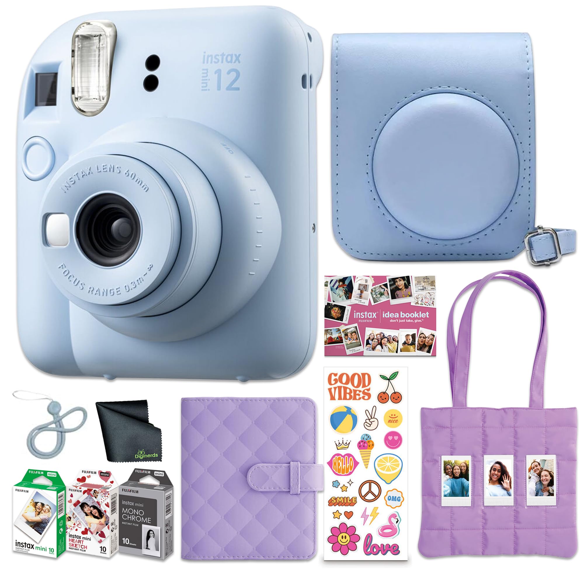 FUJIFILM INSTAX Mini 12 Instant Camera (Blue) INSTAX Instant Film Bundle
