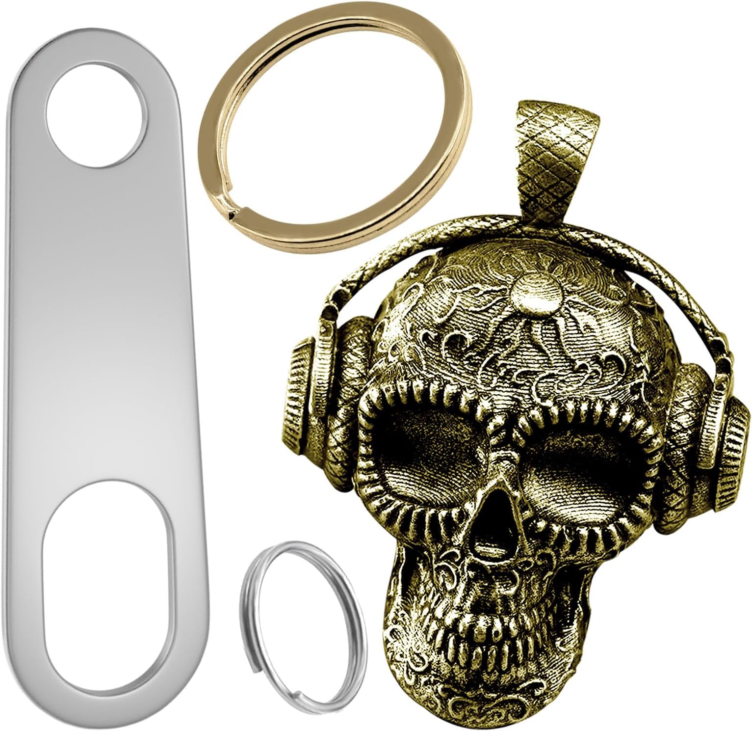 Motorcycle Guardian Luck Bell Rock Skull Biker Gremlin Bell Car Key Chain Ring Accessories with Motorcycle Bell Hanger