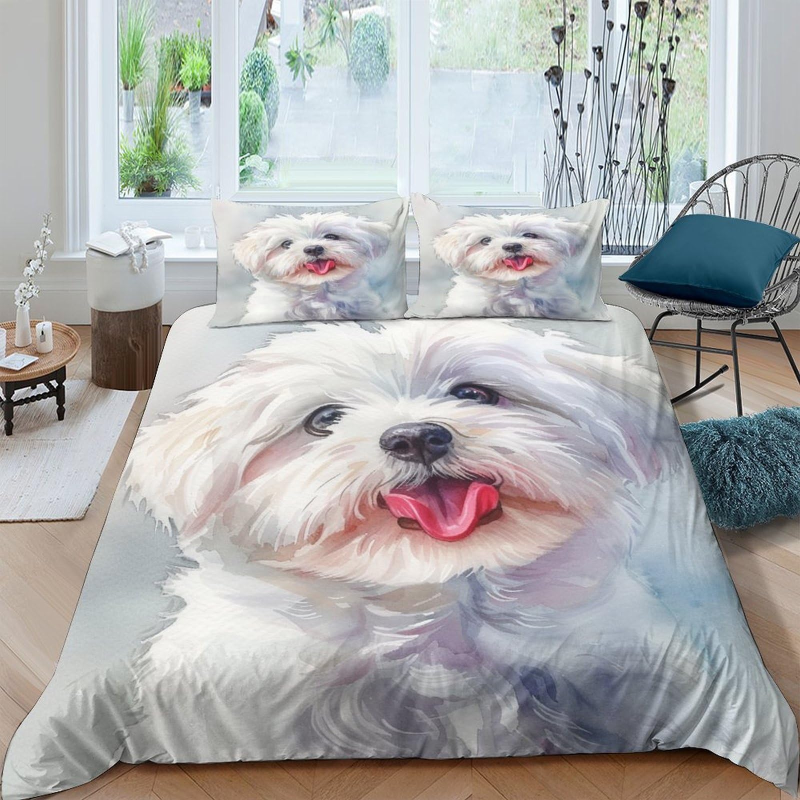 Nraopevvd Style-8 Shih Tzu Duvet Cover Set 3 Pcs Hotel Quality Quilt Cover Bedding Sets Bed Covers With Pillowcases With Zipper Closure Breathable Stylish Comforter King（220X240cm）