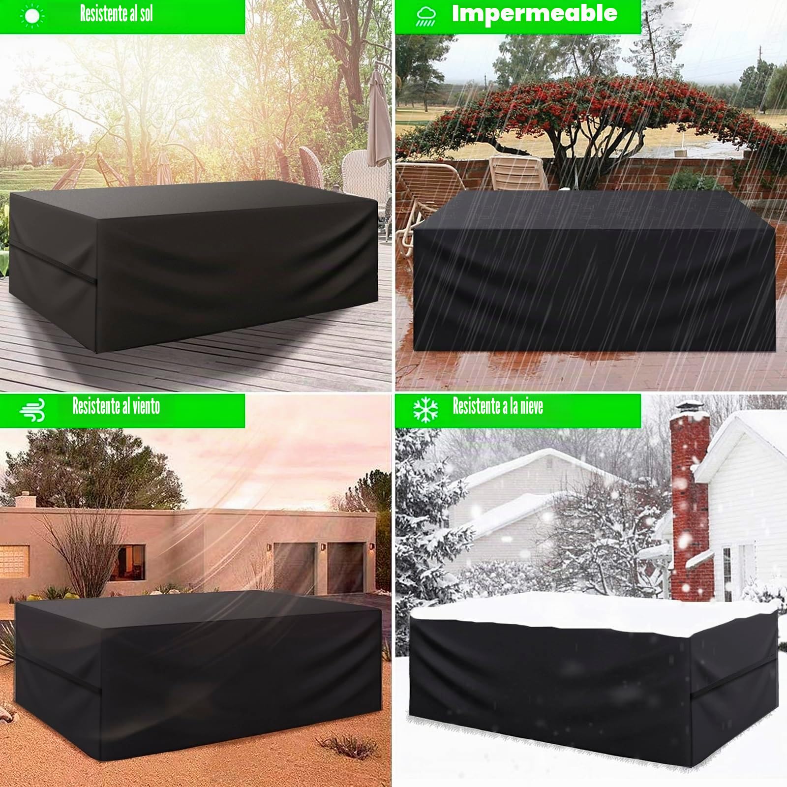 Funda para Muebles de jardín Exterior, Funda Mesa Exterior Impermeable, Rectangular Funda Protectora Muebles Exterior para sofá 600D Oxford (150 x 150 x 75 cm)