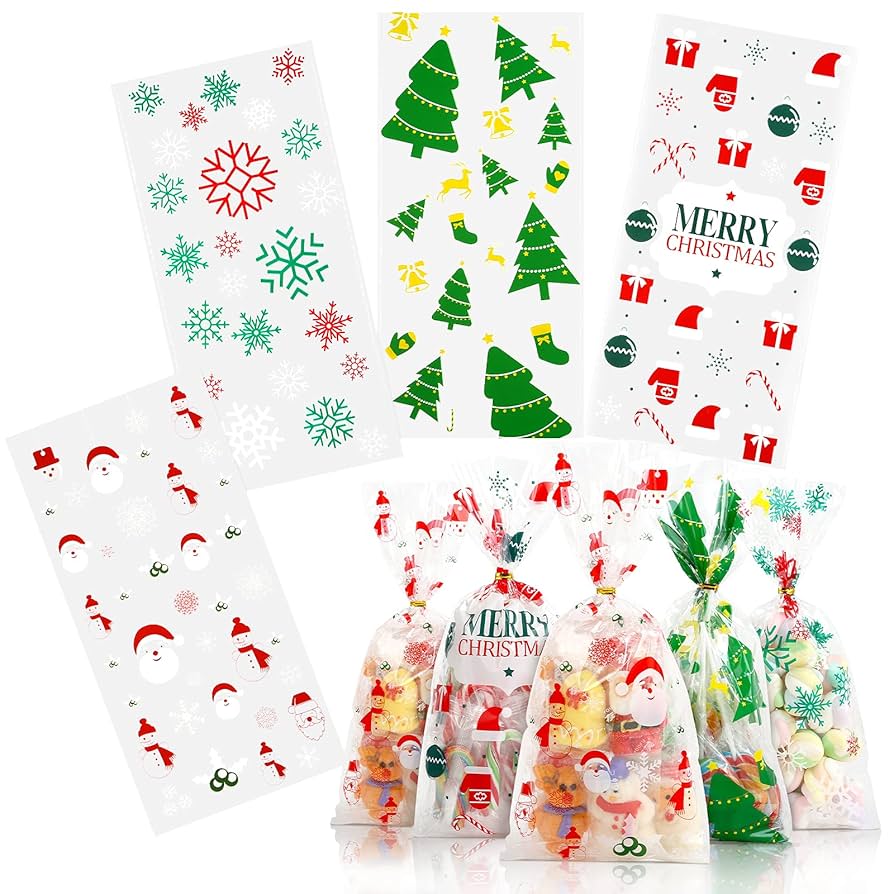 クリスマスラッピング 袋 100枚 Amazon | Kesote クリスマス お菓子袋 ラッピング袋 100枚