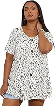Yours Curve Button Front Ribbed Swing Top - Women's - Plus Size Curve