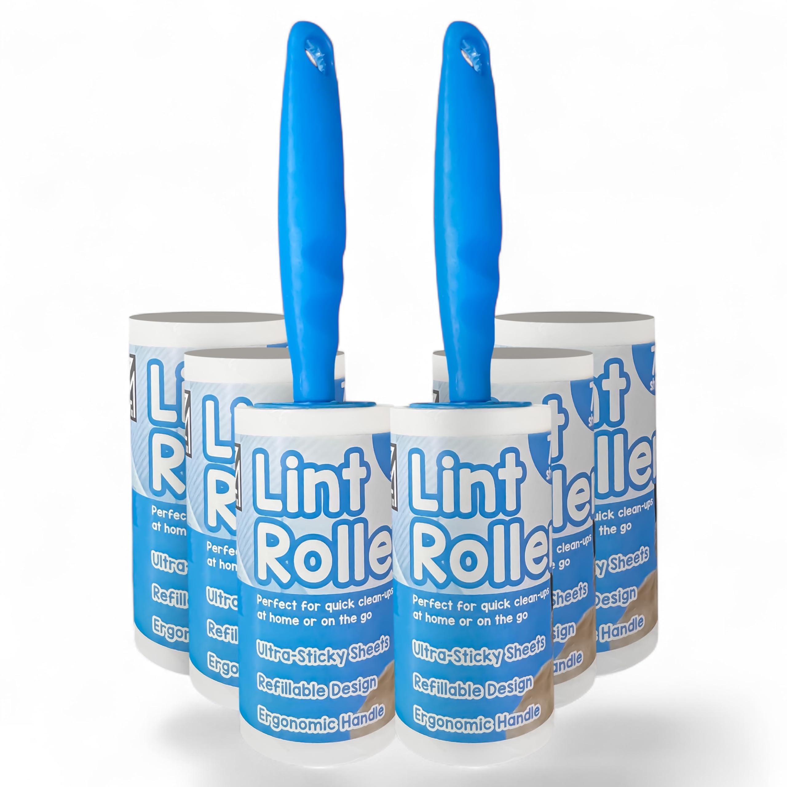 ZYBUX - Lint Rollers for Pet Hair Extra Sticky Set, 2 Handles with 4 extra refills, 450 Sheets in total, Lint Remover for Clothing, Furniture, Pet Hair Remover with Easy Tear Sheets