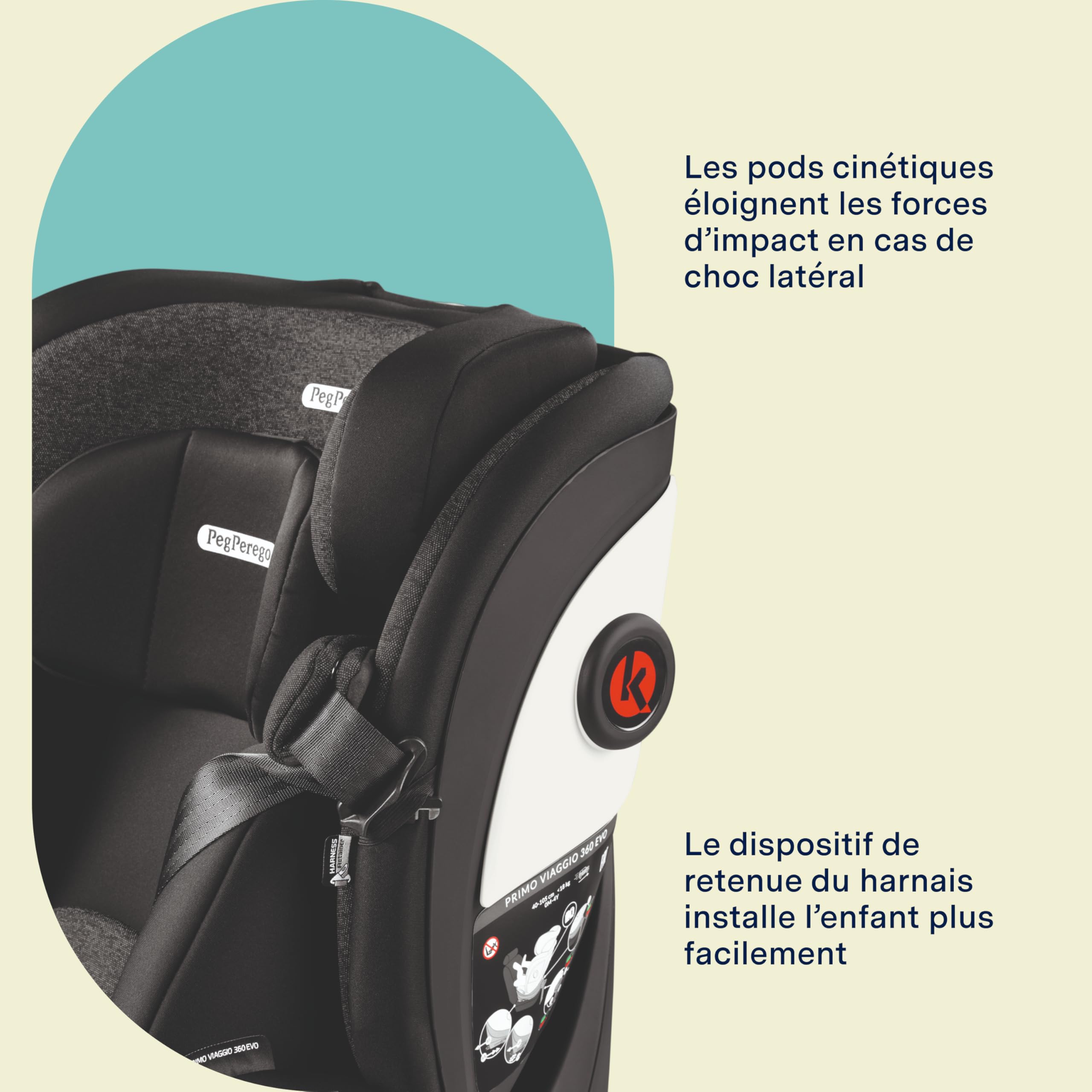 PEG Primo Viaggio 360 EVO, Siège Auto i-Size Pivotant 360°, 40-150 cm, 0-12 ans, 0-36 kg, Évolutif et Inclinable, avec Base ISOFIX, Planet