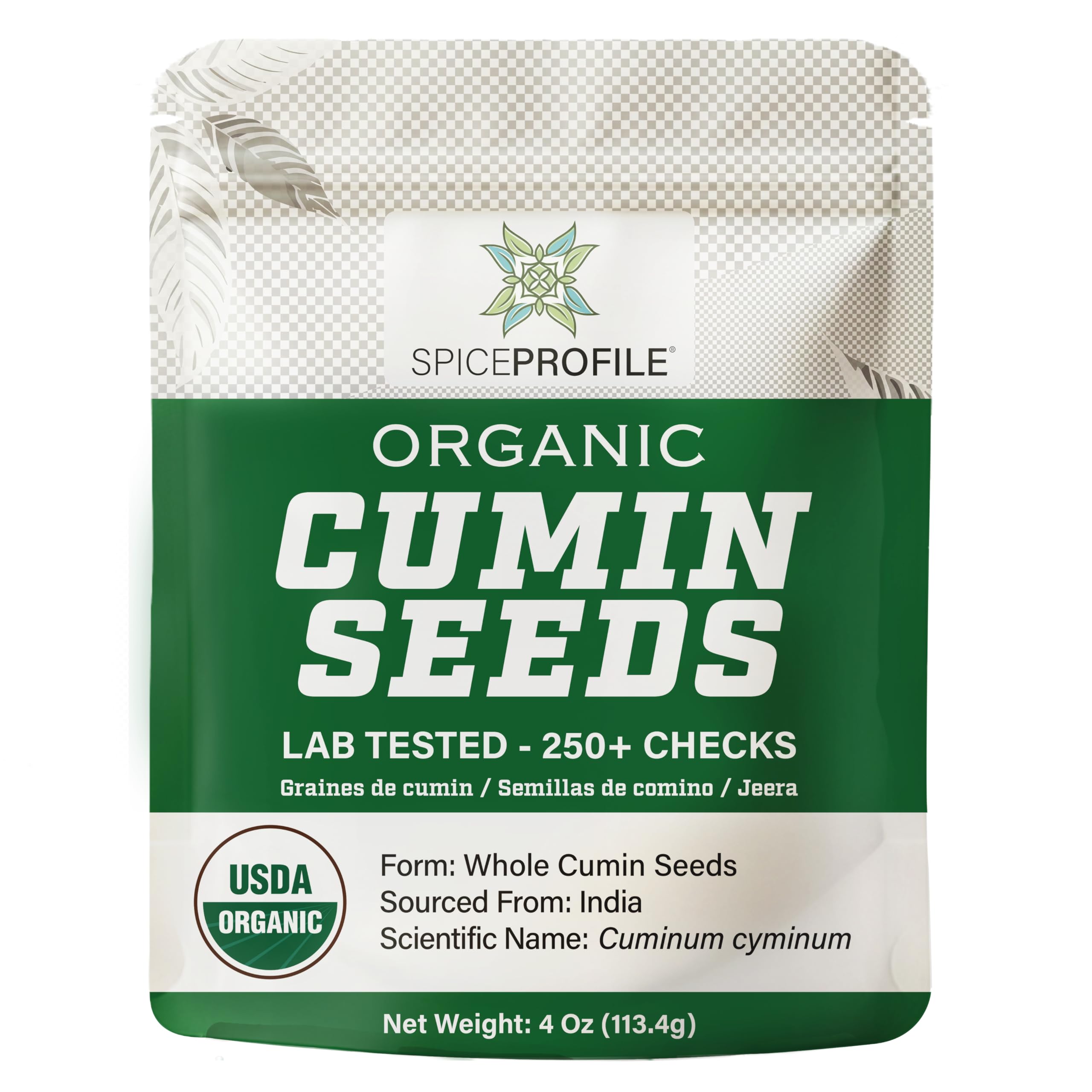 USDA Certified Organic Cumin Seeds (Whole) | Resealable 4oz Pouch | Best for Tempering, Cooking, Spice Blends & Seasonings | Organic Jeera