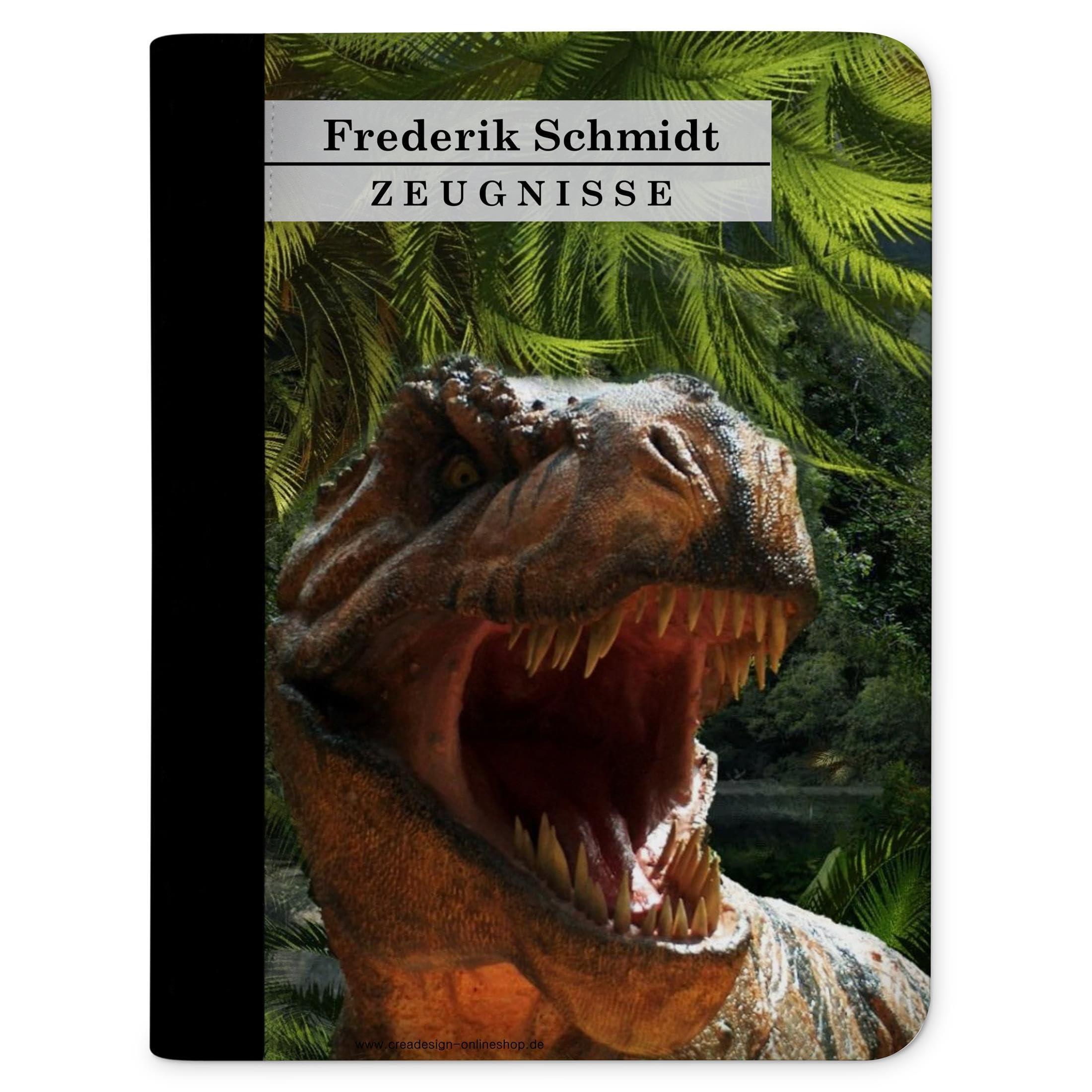 Zeugnismappe A4 mit Namen personalisiert – T-Rex – für Jungen – Dokumentenmappe Schule ohne Klarsichthüllen