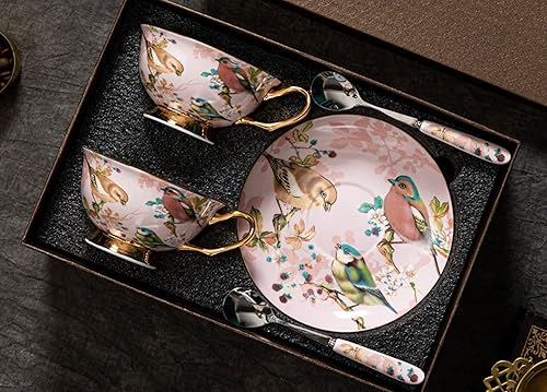 Miniatura 4 de Table Fashion Essentials TFE's - Juego de taza de té y platillo, 6 piezas de porcelana de hueso con diseño vintage, juego de taza de café y taza de