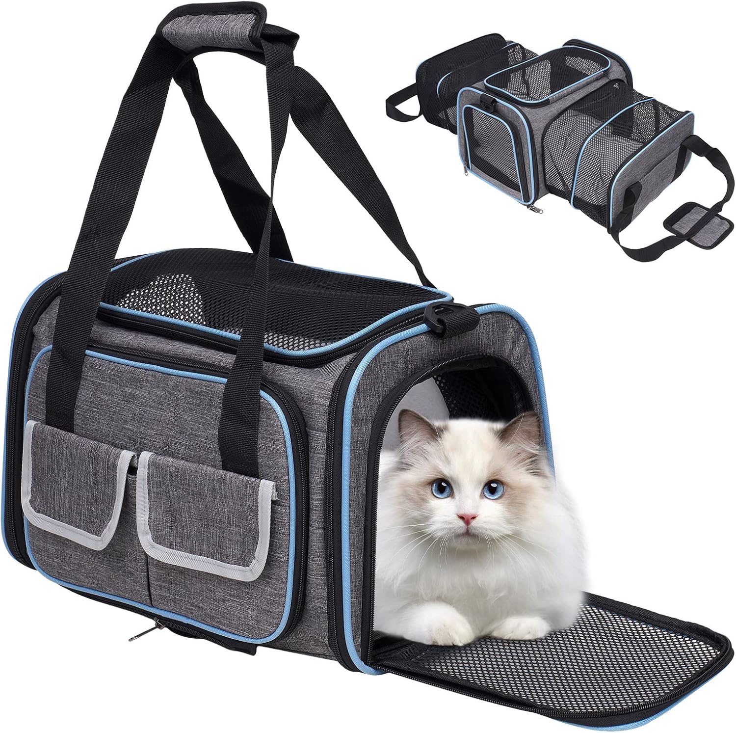 Expandable Cat Carrier Dog Car Seat, Pet Carrier for Cat Kittens Puppy