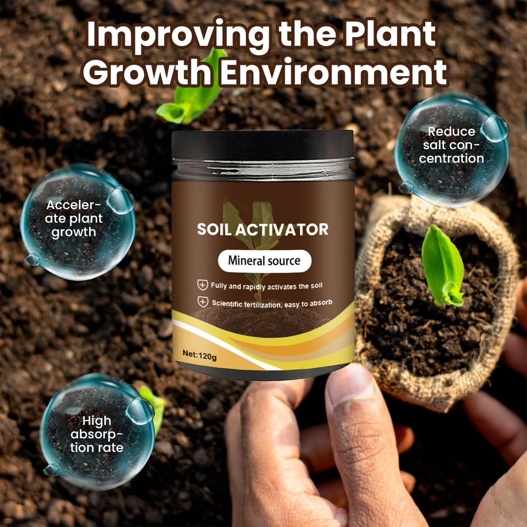 Soil Pro Activator, Water-Soluble Soil Care Formula for Vegetables, Flowers, Potted Plants and Garden Use (3pcs)