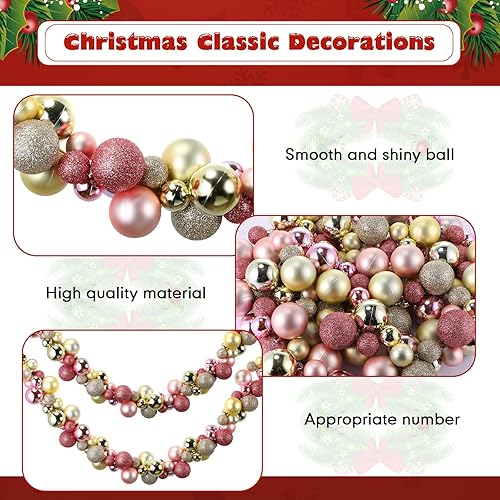 Miniatura 5 de Hiboom Guirnalda de Navidad de 6 pies, guirnalda de bolas de Navidad, adornos para interiores y exteriores, adornos colgantes decorativos para árbol