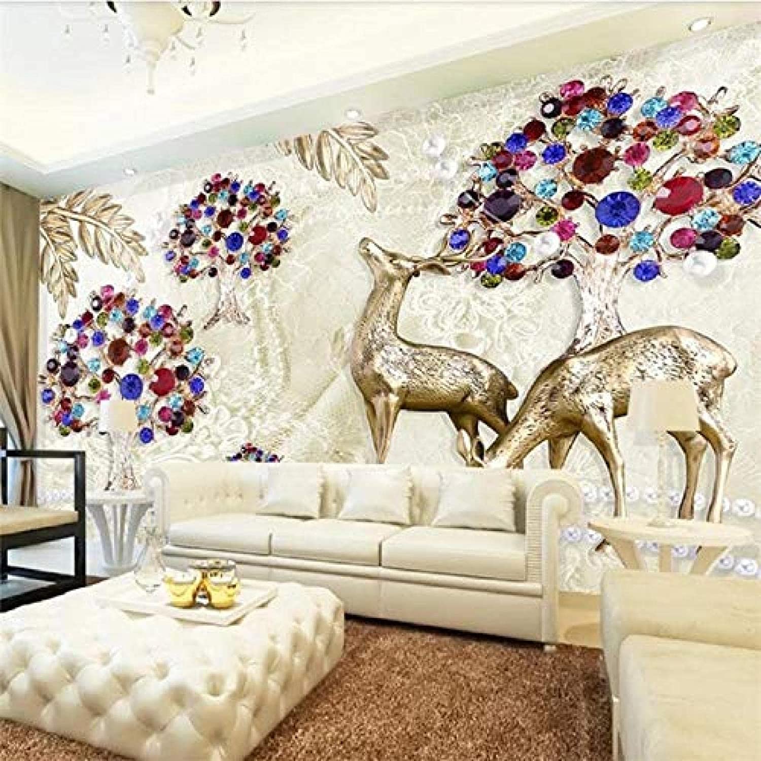 3D Fototapete Selbstklebende Fototapete Wandbild Tierische Elchfarbene Bäume Kinderzimmer Bar Büro Wohnzimmer Restaurant Bekleidungsgeschäft Flur Hotel Wanddekoration Wandkunst Wandposte 400x280 cm