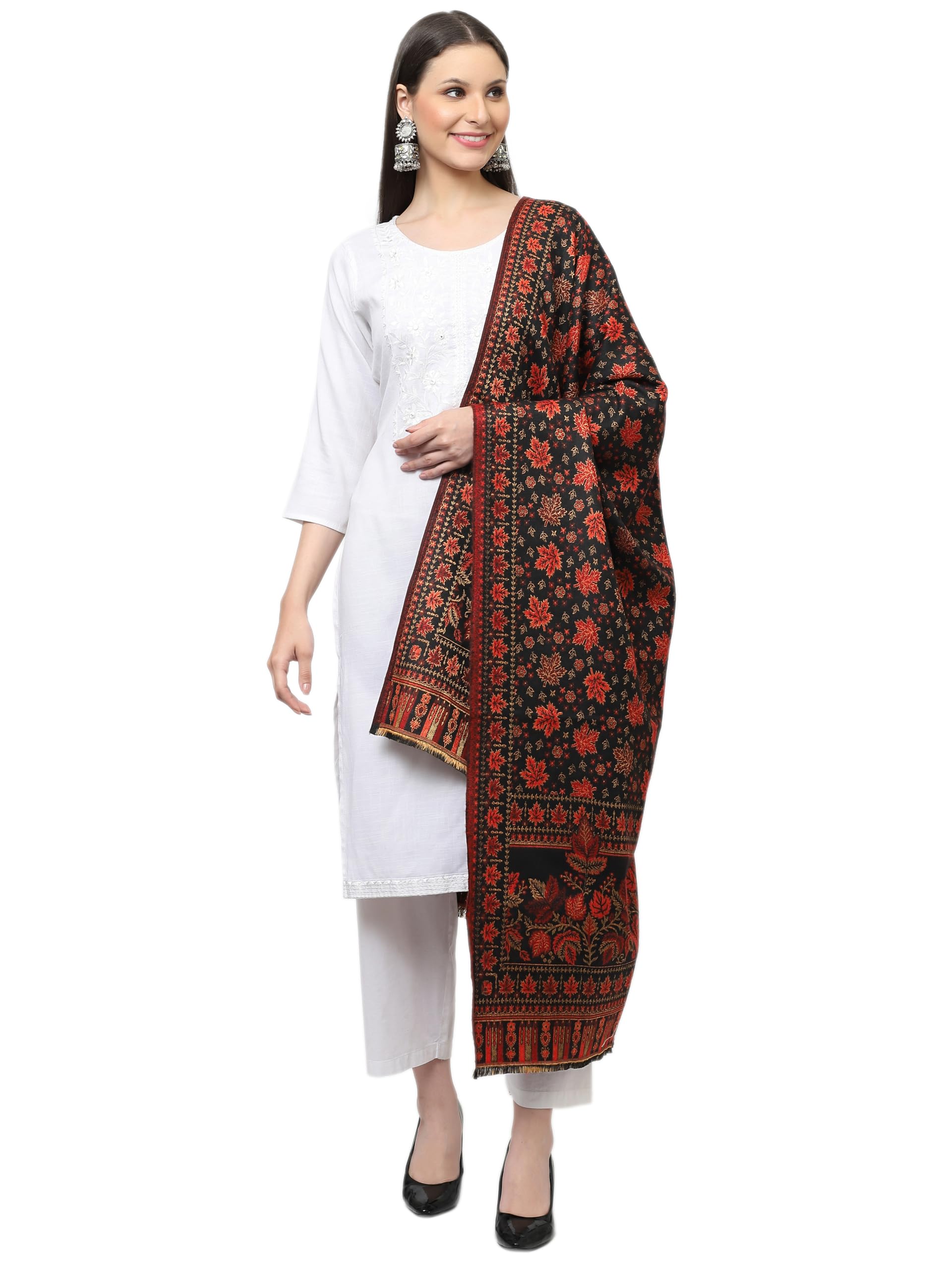 Women's Acro Wool Blend Kashmiri Woven Shawl (40" X 80")-image-34