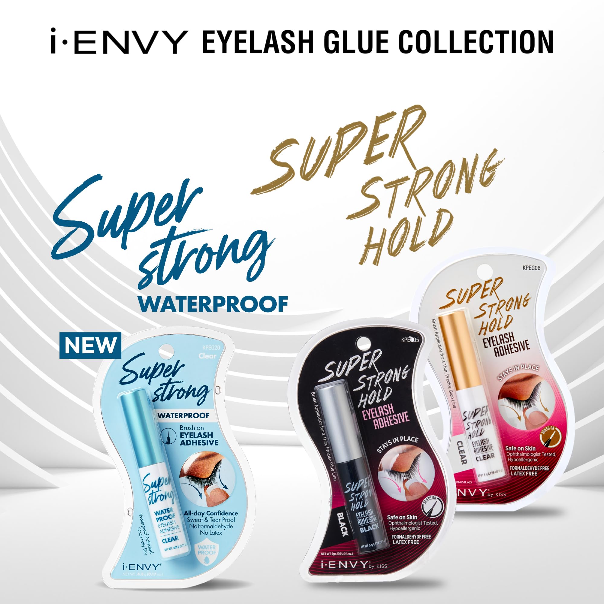i-ENVY Super Strong Waterproof Clear Eyelash Adhesive, Long Lasting Sweat & Tear Proof Lash Glue for Eyelash Extensions, All Day Hold Durable Brush-On (Waterproof, 1 Pack (1 Count))