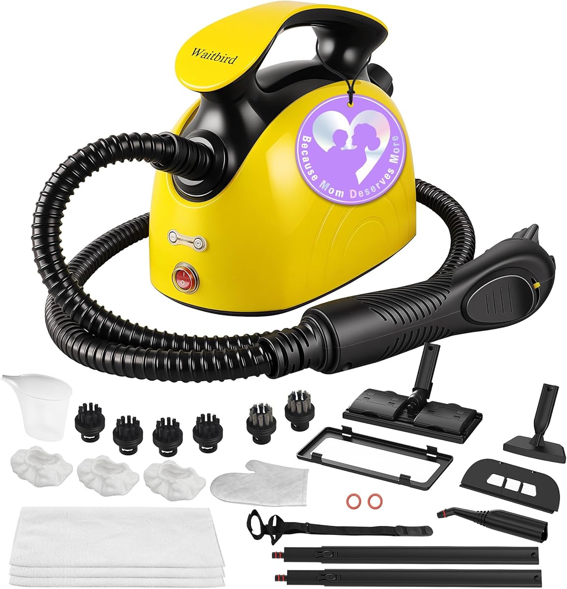 Waitbird Steam Cleaner,Multi-Purpose Steam Engine with 21 Accessories,248 ° F High-Temperature Steam,Suitable For Floors,Kitchen Oil Stains,Tiles,Carpets,Cars,Toilets-Yellow