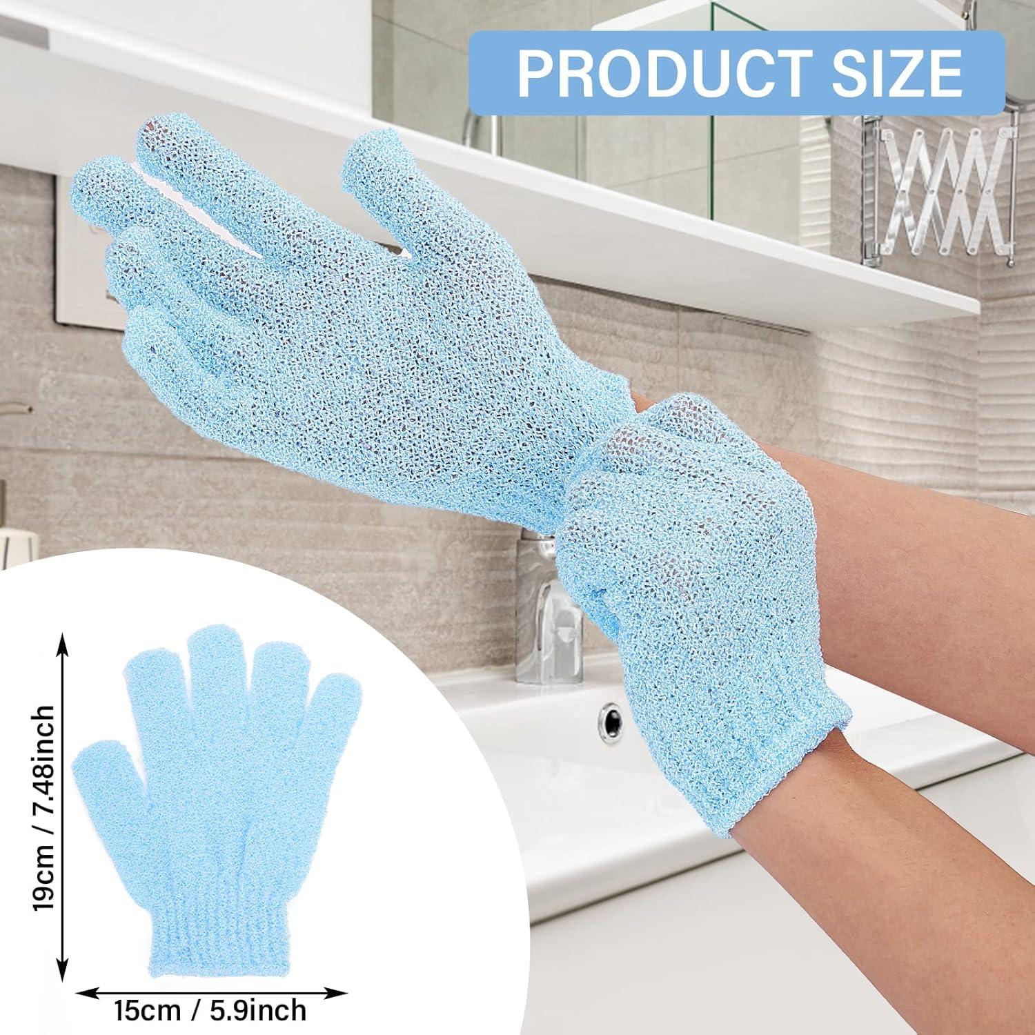2 Pcs Exfoliating Loofah Bath Gloves – Deep Cleansing Shower Scrub Mitts for Men & Women – Reusable Body Exfoliator Gloves for Dead Skin Removal, Smooth & Glowing Skin - Image 2 thumbnail