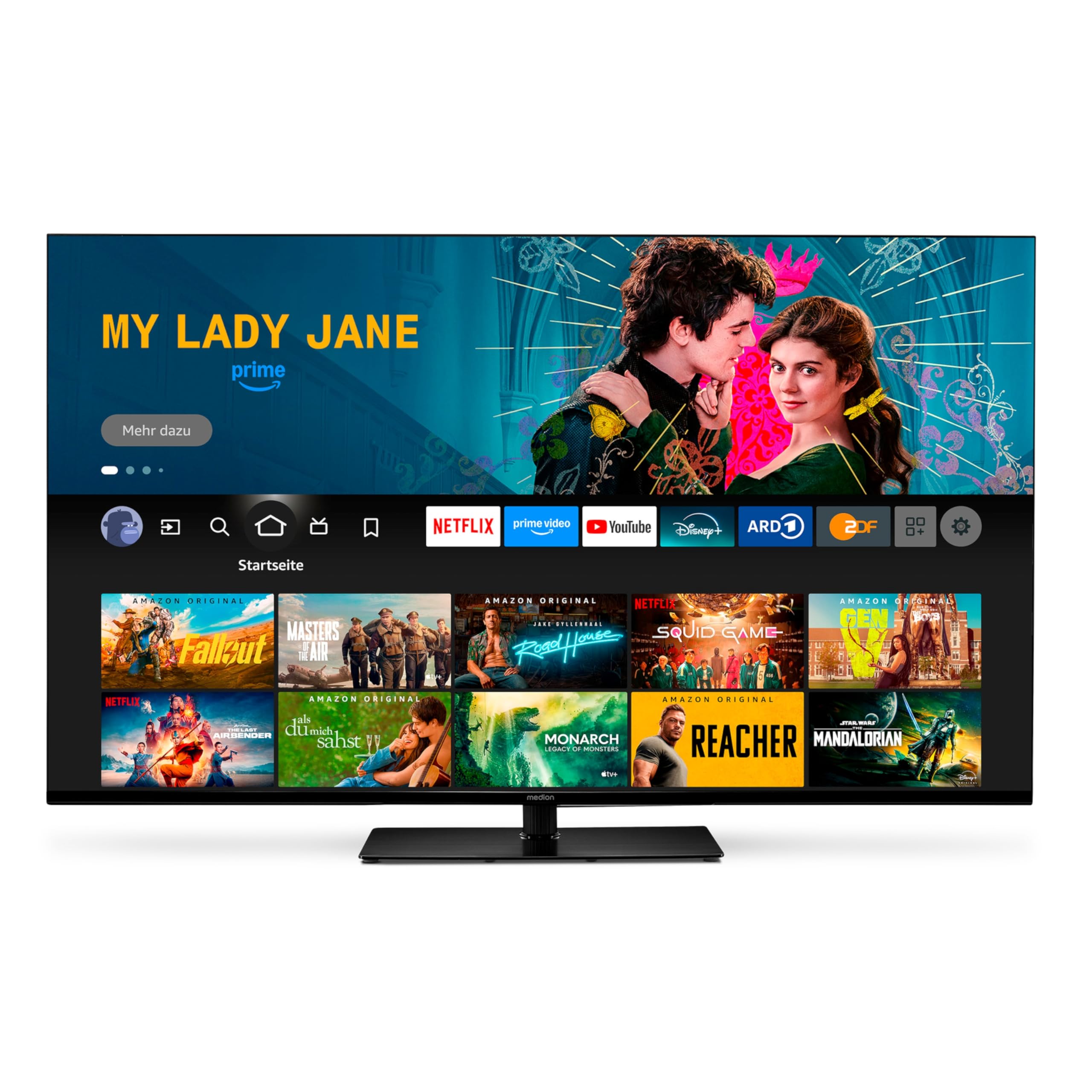 MEDION 138,8 cm (55 Zoll) Fernseher (Fire TV, 4K Smart TV, Dolby Vision HDR, Dolby Atmos, Prime Video, Bluetooth, DVB-T2, MD 855500)