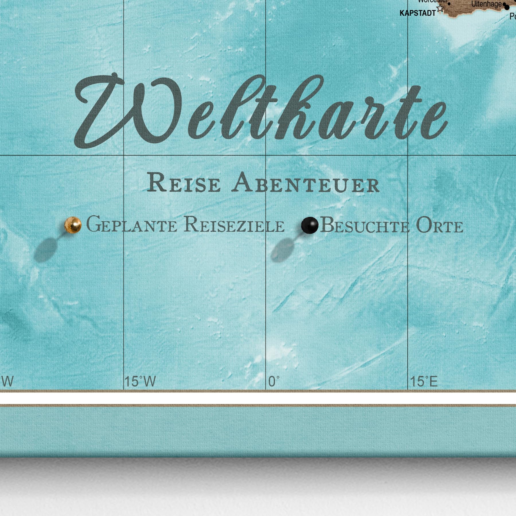 Hochwertige Canvas Weltkarte mit Kork-Pinnwand - Deutsche Beschriftung - Dekorative Wanddeko für alle Zimmer - Leinwandbilder mit Weltkarte Motiv (150x100 cm, Muster 10)