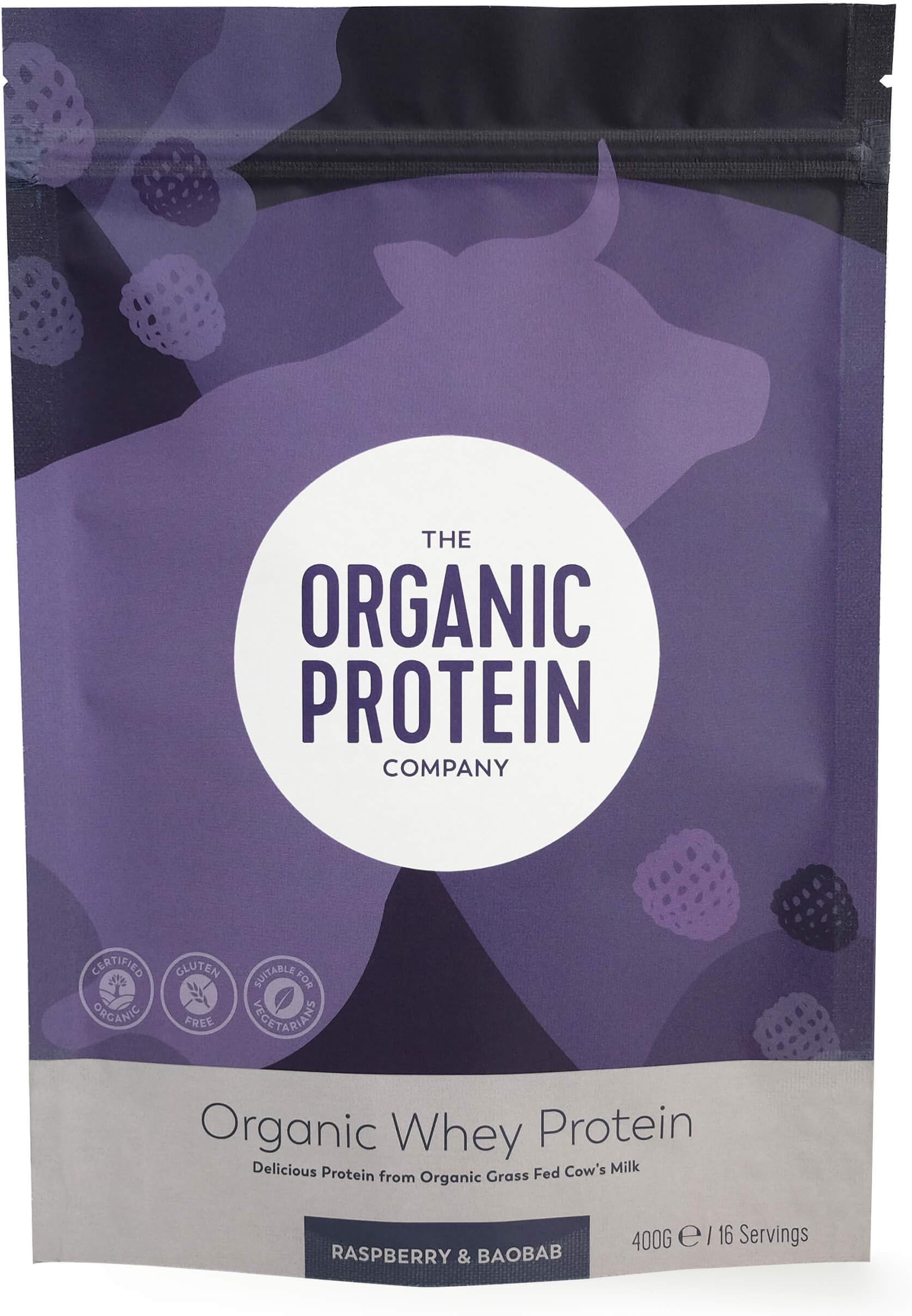 Raspberry & Baobab Organic Whey Protein Powder 400g - The Organic Protein Company