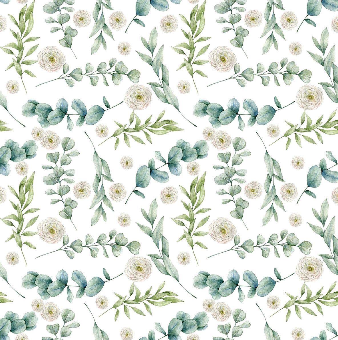 Melody Jane Dolls House Eucalyptus Floral Flower Pattern Miniature Print Wallpaper 1:12
