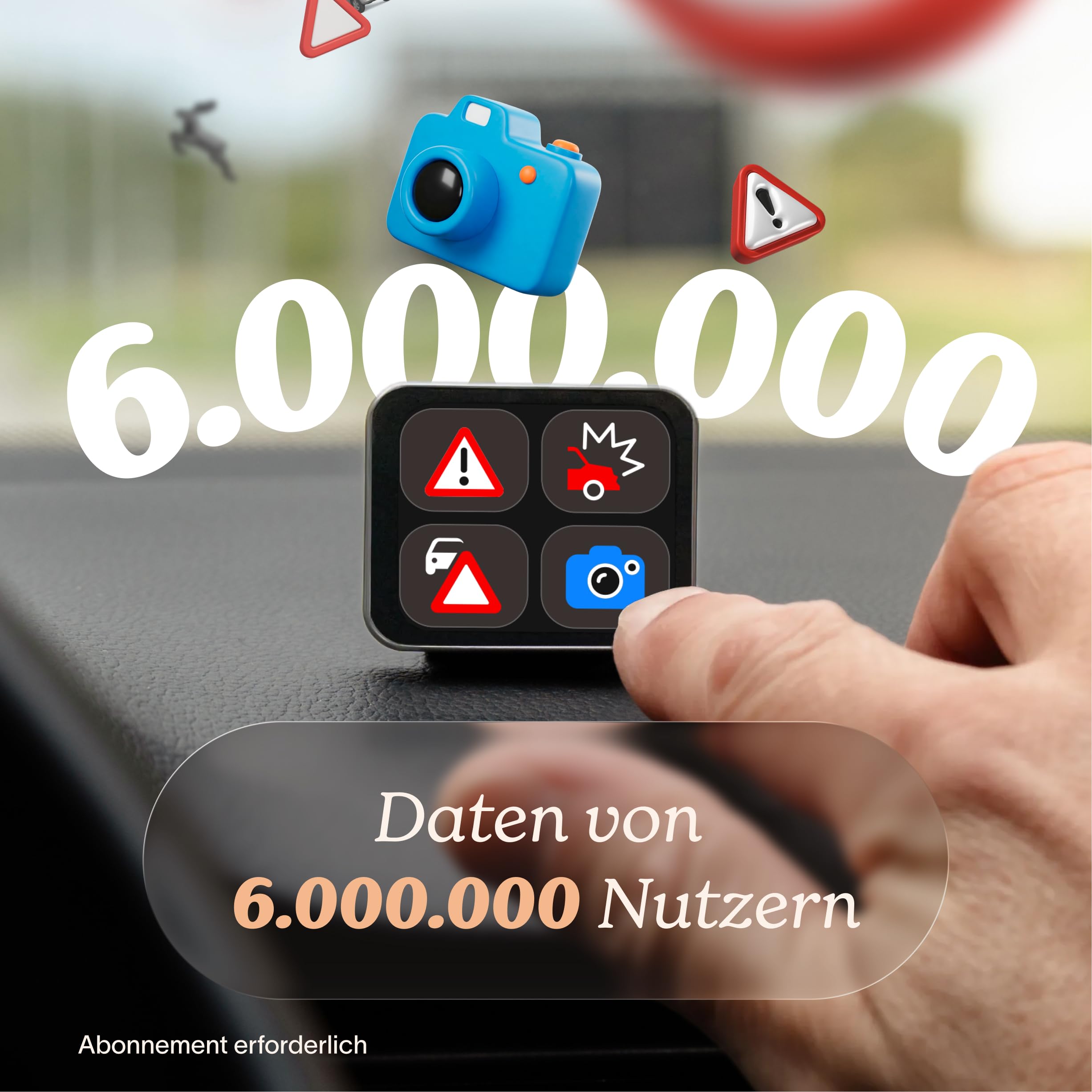 Saphe T Verkehrsassistent für Auto. Fahr sicher, Jeden Tag. Warnt vor Blitzern, Gefahren und Staus. Zeigt Tempolimits und Tempo-Warnung. Inkl. 6 Monate ABO.