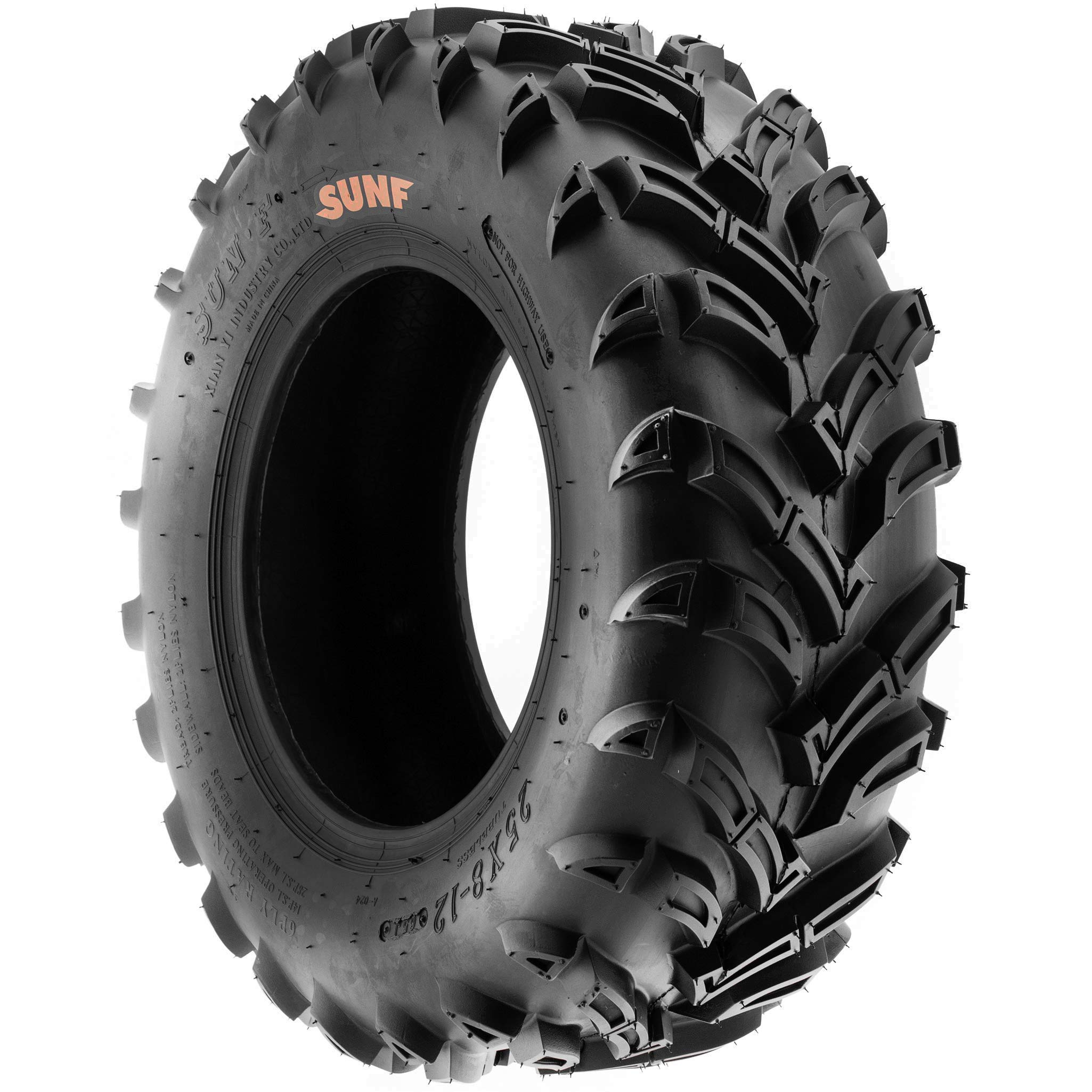 SunF A024 25x8-12 25x8x12 Quad ATV UTV Fango pneumatico A/T 6PR TL 65J E4 Mark, set di 2 pezzi