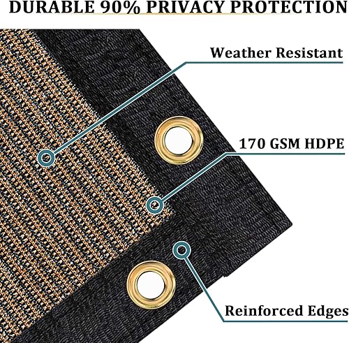 Miniatura 2 de Shade&Beyond Valla de privacidad de 4 x 11 pies, paneles de malla de HDPE marrón para exteriores, cubierta de red para terraza, balcón, patio