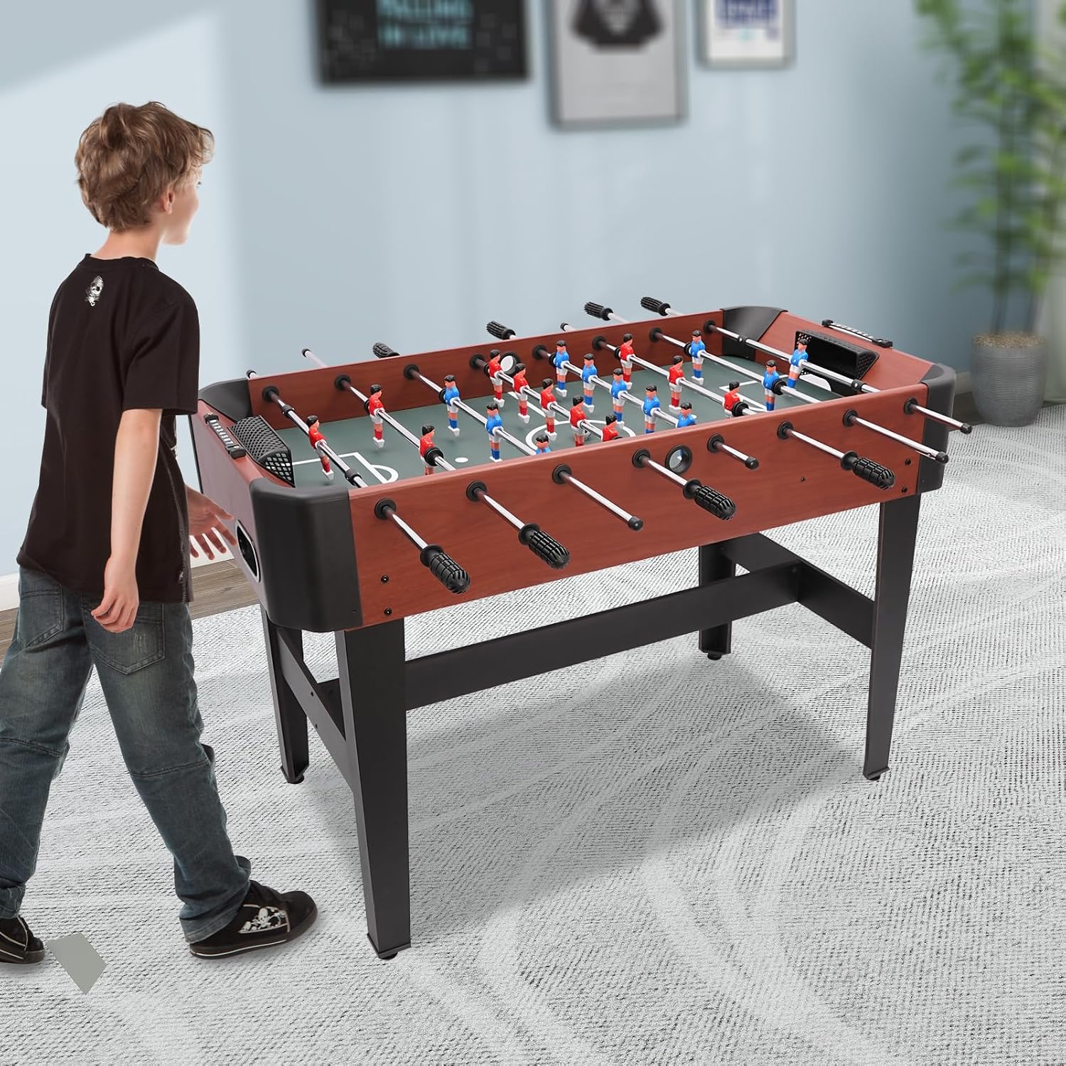 47" Foosball Table, 8 Rods Competition Sized Foosball Game Table Soccer for Home Arcade Game Room