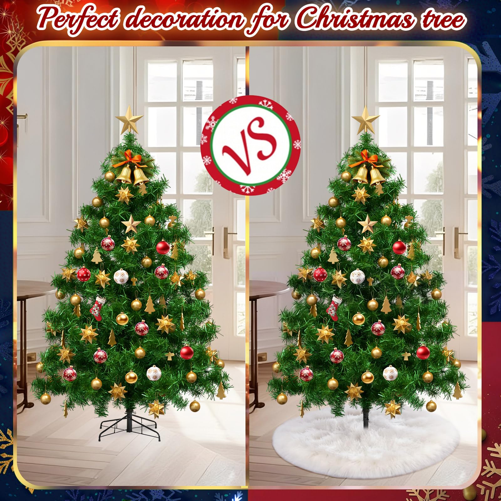 Tapis pour Sapin de Noël Blanc 75 cm Rond Peluche Cache Pied Décoration Maison