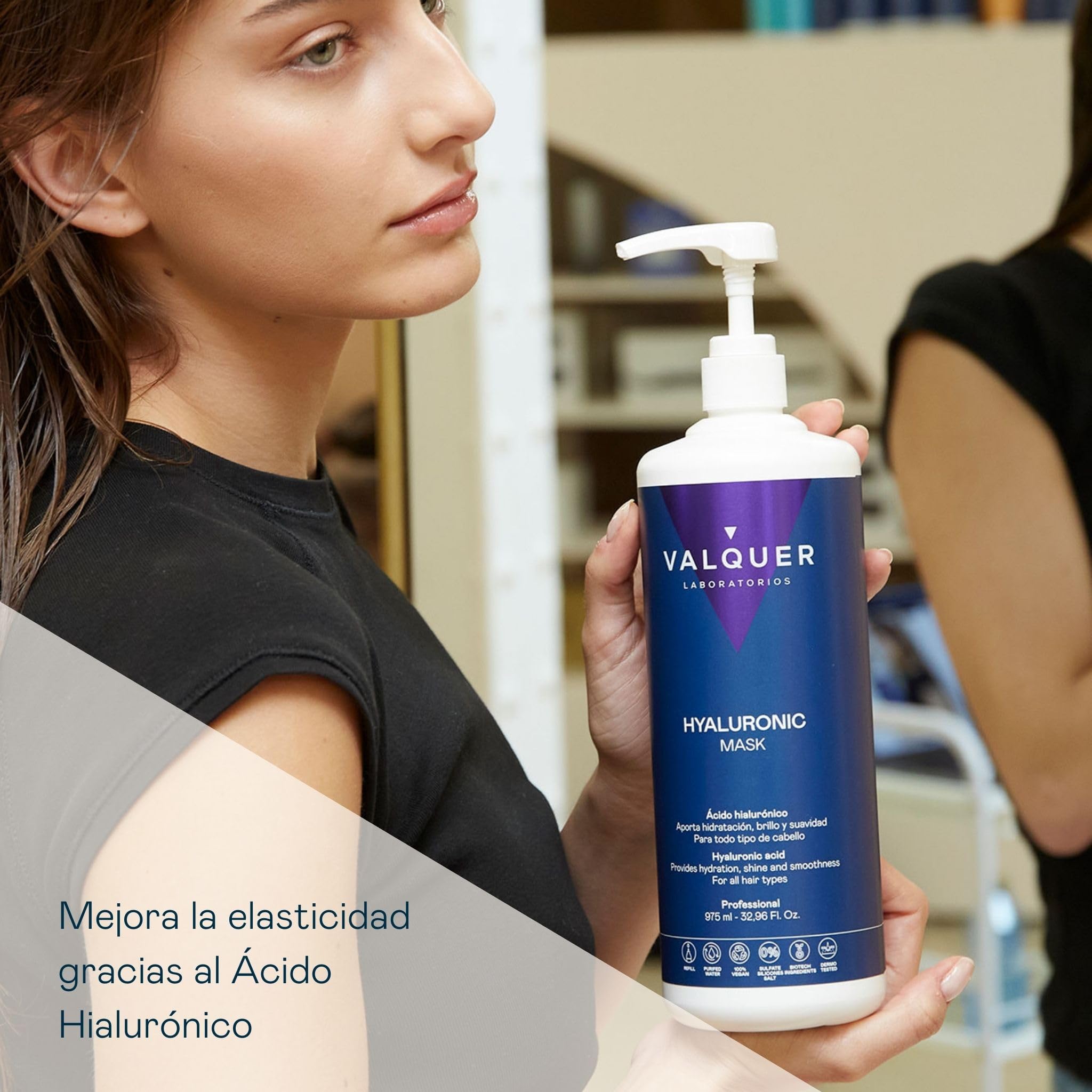 VALQUER Mascarilla Ácido Hialurónico Zero | Hidrata, Repara y Revitaliza el Cabello Dañado y Seco | Con Pantenol, Keratina y Aloe Vera | Vegano | 975 ml