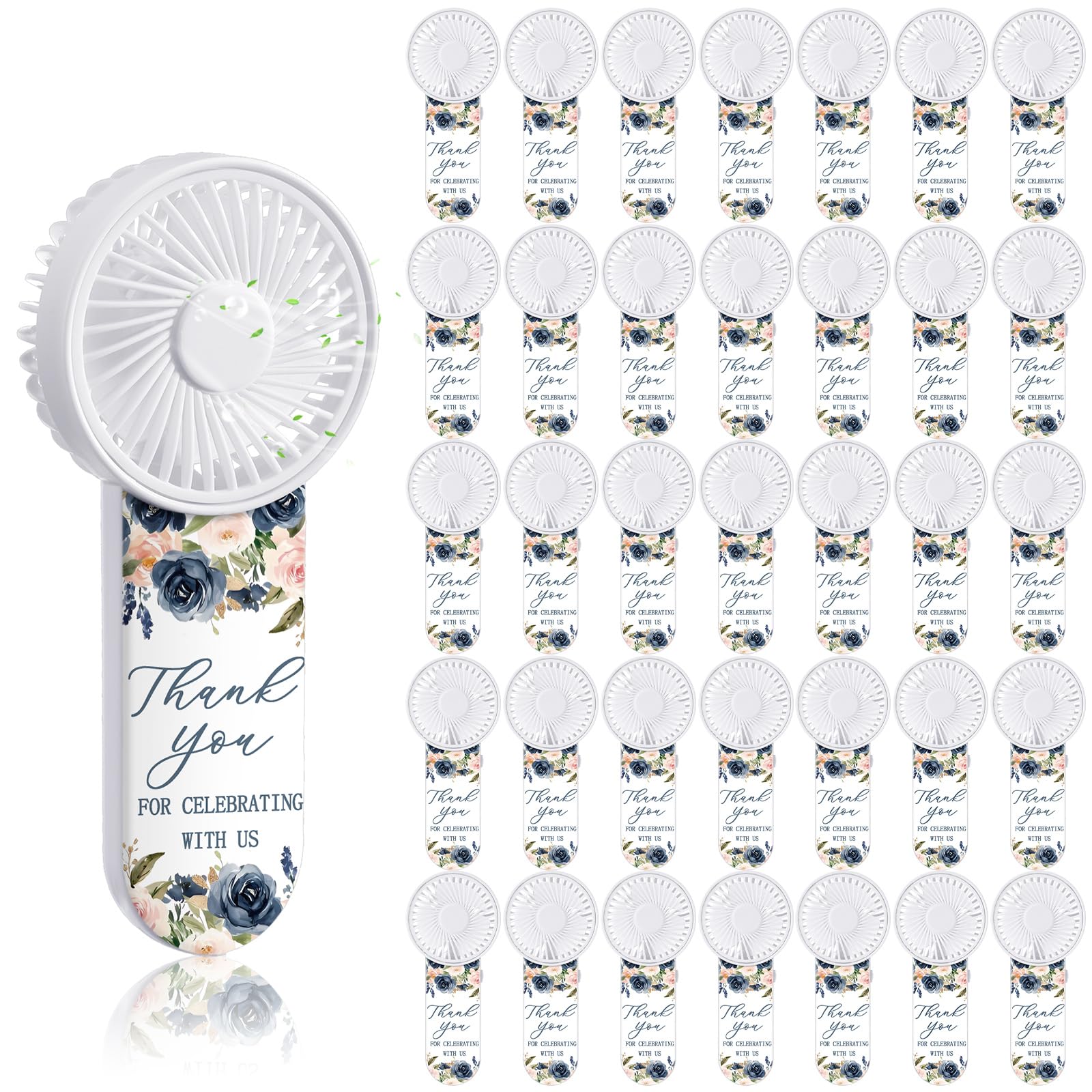 Photo 1 of *** They come complete and brand new.** Tujoe 100 Pcs Mini Handheld Fans for Wedding Guests with Lanyard, Portable Personal Fans Bulk for Outdoor Wedding, Reception, Bridal Shower, Summer Party Favors Gifts(Navy Blush Floral)
