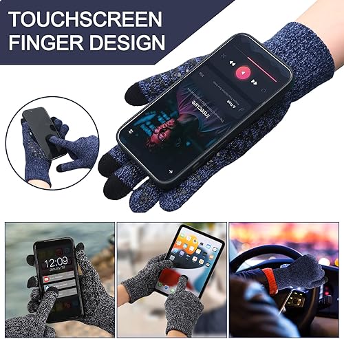 Miniatura 6 de Handepo Juego de 24 piezas de gorro de punto para invierno, gorro de calavera, guantes de pantalla táctil, calentador de cuello de vellón