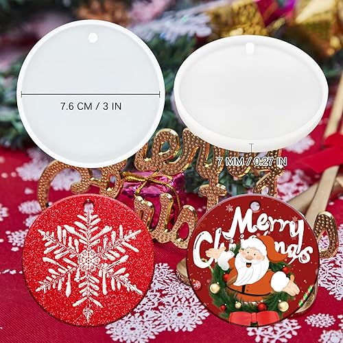 Miniatura 2 de 4 moldes redondos de resina para adornos de Navidad de 3 pulgadas, moldes de fundición de silicona brillante, suministros de manualidades