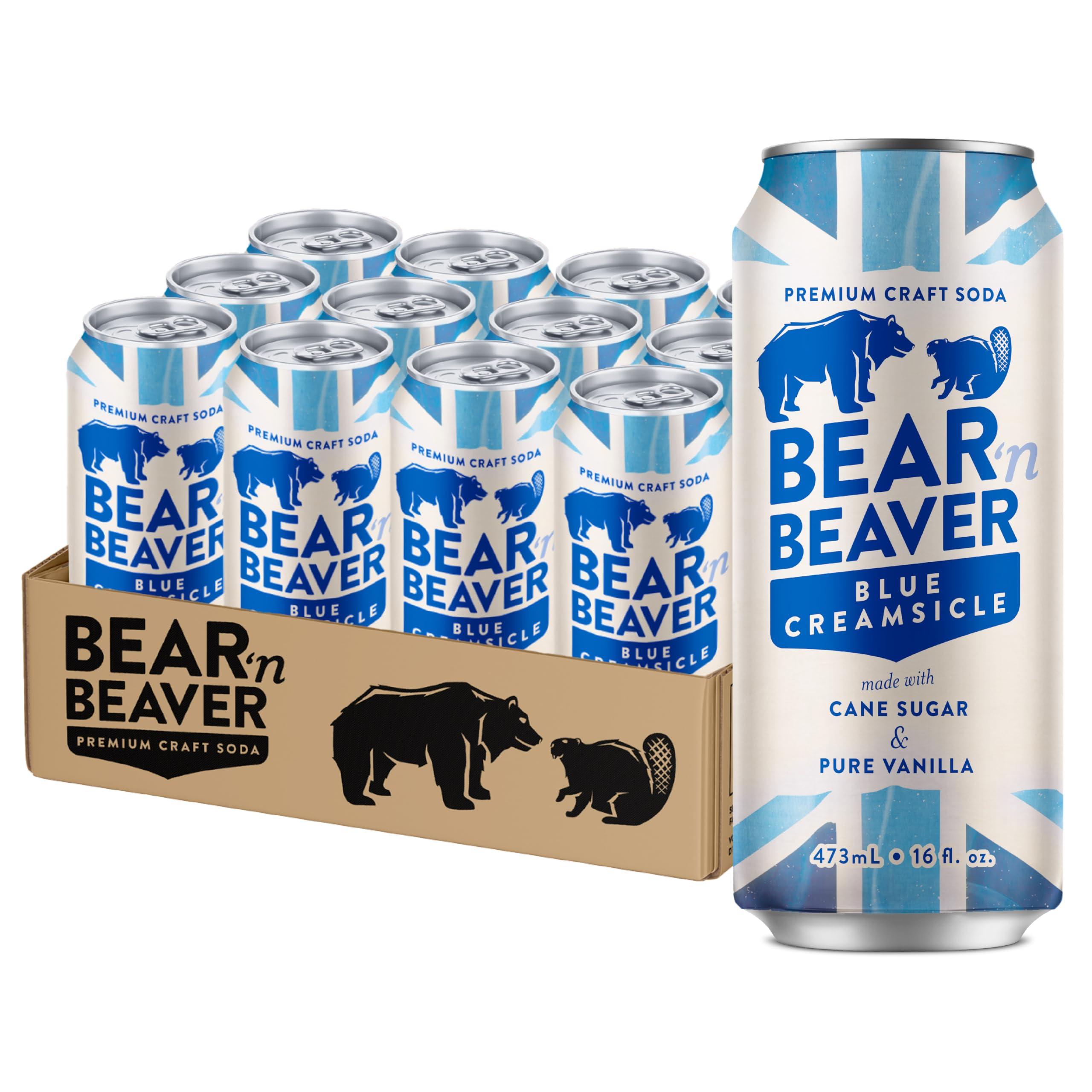 Bear 'n Beaver Premium Blue Creamsicle Craft Soda Soft Drinks