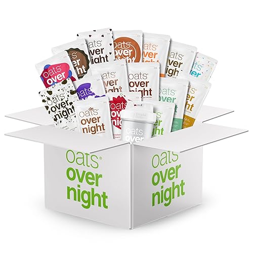 Oats Overnight - Paquete variado definitivo - 16 unidades PLUS BlenderBottle Batido de desayuno alto en proteínas bajo en azúcar - Sin gluten alta